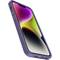 Smartfon z fioletową obudową, wyświetlający kolorowy ekran; nacisk na design i technologię wyświetlacza.