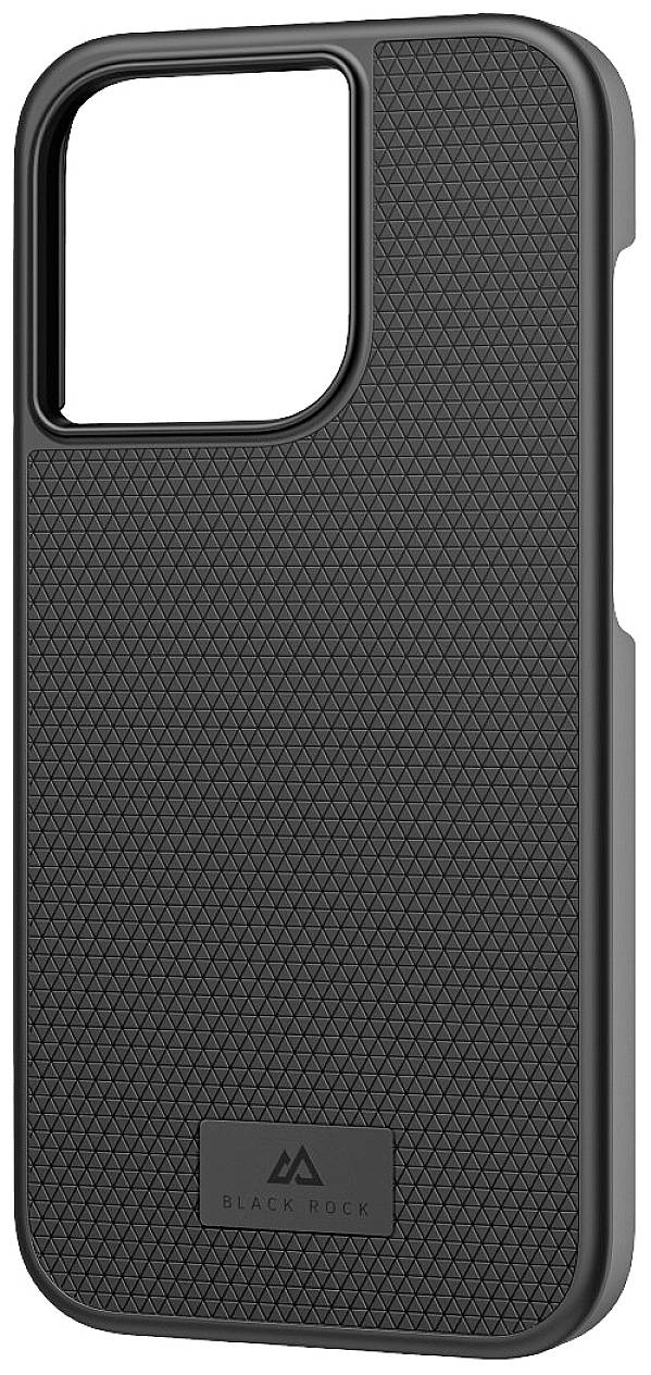 Czarna obudowa do smartfona marki Black Rock z strukturowaną powierzchnią. Etui posiada duży wycięcie na moduły aparatu.