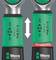 Zielony klucz dynamometryczny z przełącznikiem w zakresie '2-12 Nm' oraz wskaźnikiem 'Torque OFF', prezentujący ustawienia zablokowane i odblokowane.