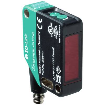 Sensor IO-Link firmy Pepperl+Fuchs w zielonym obudowie z gniazdem przyłączeniowym, numer modelu 295670, przeznaczony do zastosowań przemysłowych.