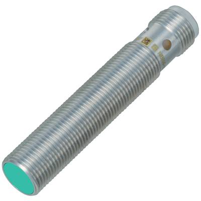 Metalowy czujnik w kształcie cylindra z gwintem, odpowiedni do zastosowań przemysłowych lub automatyzacji.