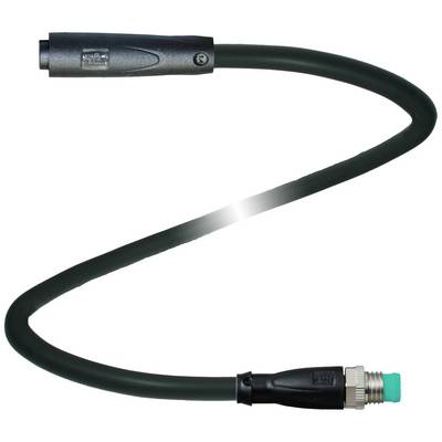 Czarny, skręcany kabel z wtyczką męską i żeńską na końcach.