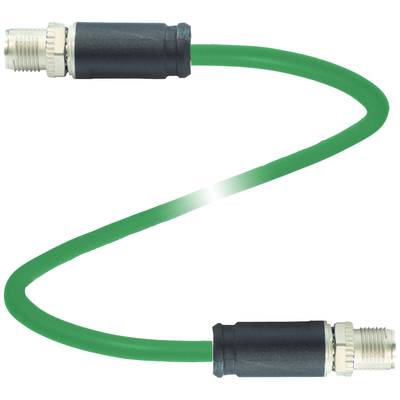 Zielony kabel koncentryczny z wtykiem F na każdym końcu.