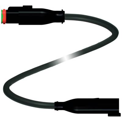 Czarny kabel USB z wtyczkami na obu końcach, lekko wygięty.
