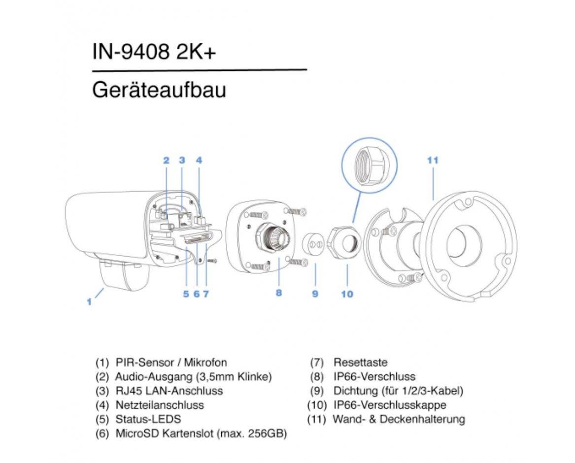 IP-камера відеоспостереження INSTAR IN-9408 2K+ LAN/POE ws 101667 LAN 2560 x 1440 пікселів
