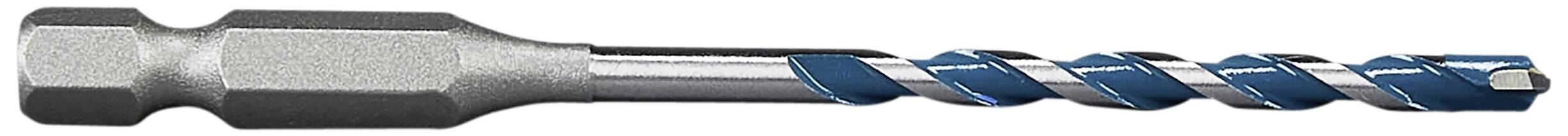 Wiertło metalowe ze spiralą w kolorze niebieskim, stosowane do wiercenia w twardych materiałach.