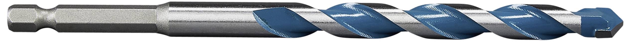 Metalowy wiertło ze spiralną niebieską częścią, odpowiedni do wiercenia w twardych materiałach.