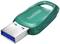 Zielony pendrive SanDisk z widocznym złączem USB.