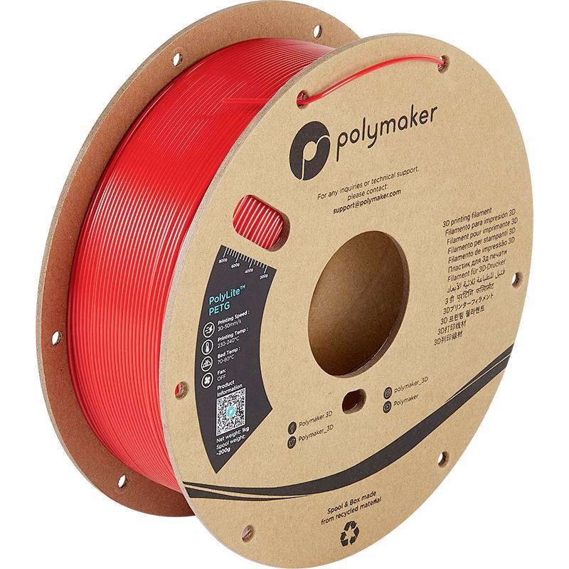 Филамент для 3D-принтеров PETG Polymaker PB01004, диаметр филамента: 1,75 мм, 1000 г, красный.