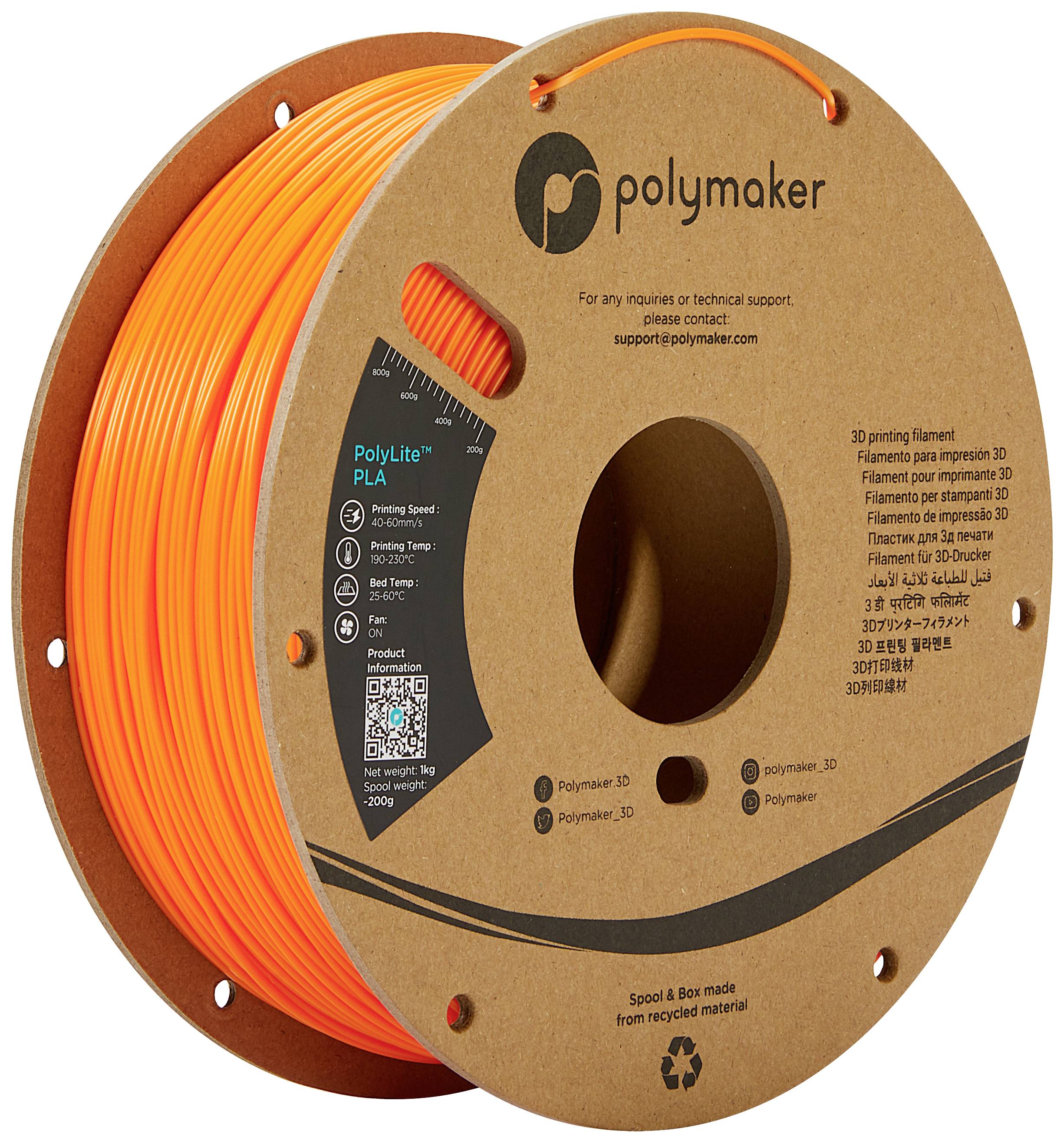 Філамент Polymaker PA02008 PolyLite для 3D-принтерів PLA 1.75 мм 1000 г помаранчевий 1 шт.