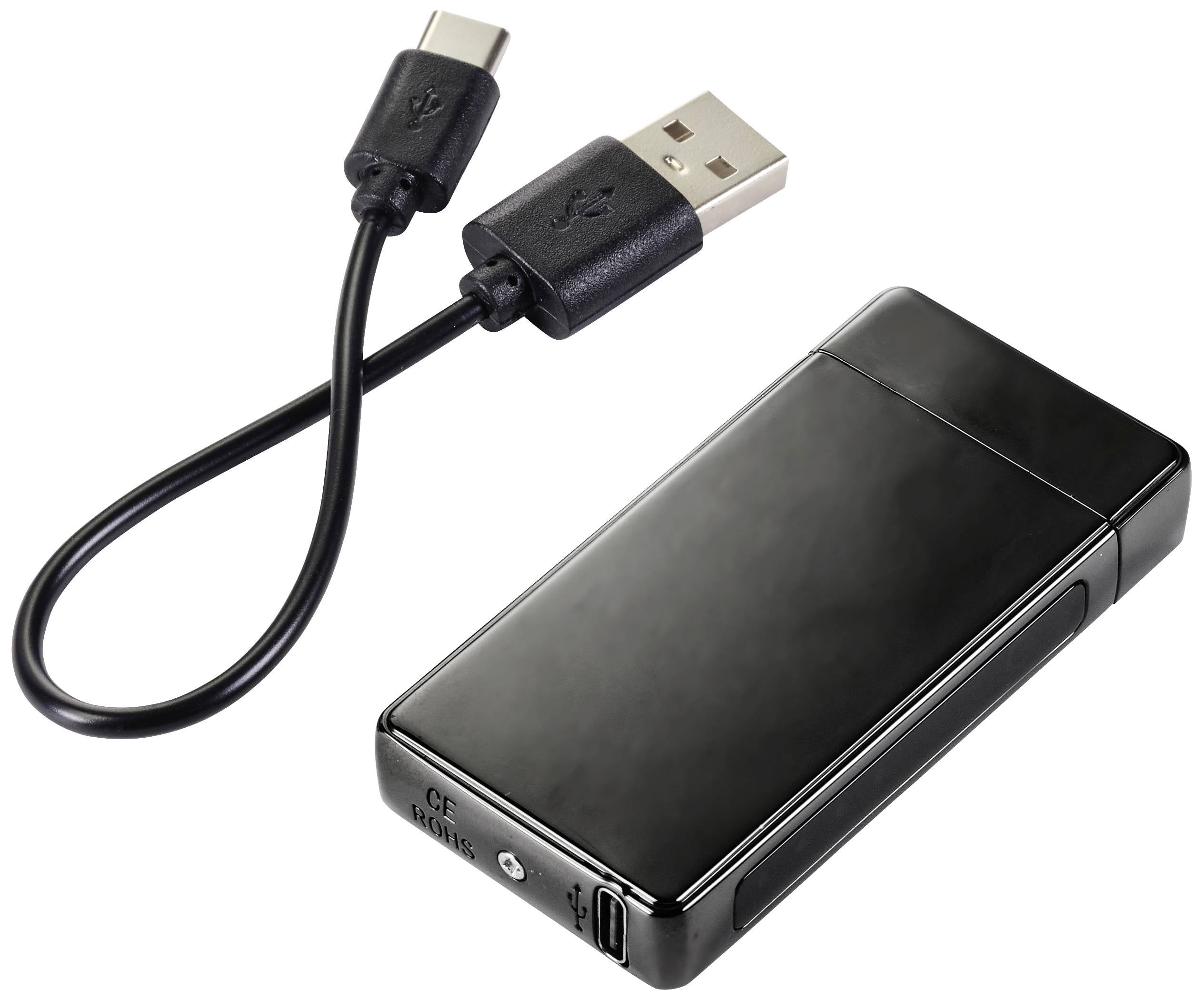 Pendrive i kabel: Czarny pendrive leży obok krótkiego kabla z wejściami USB i USB-C.