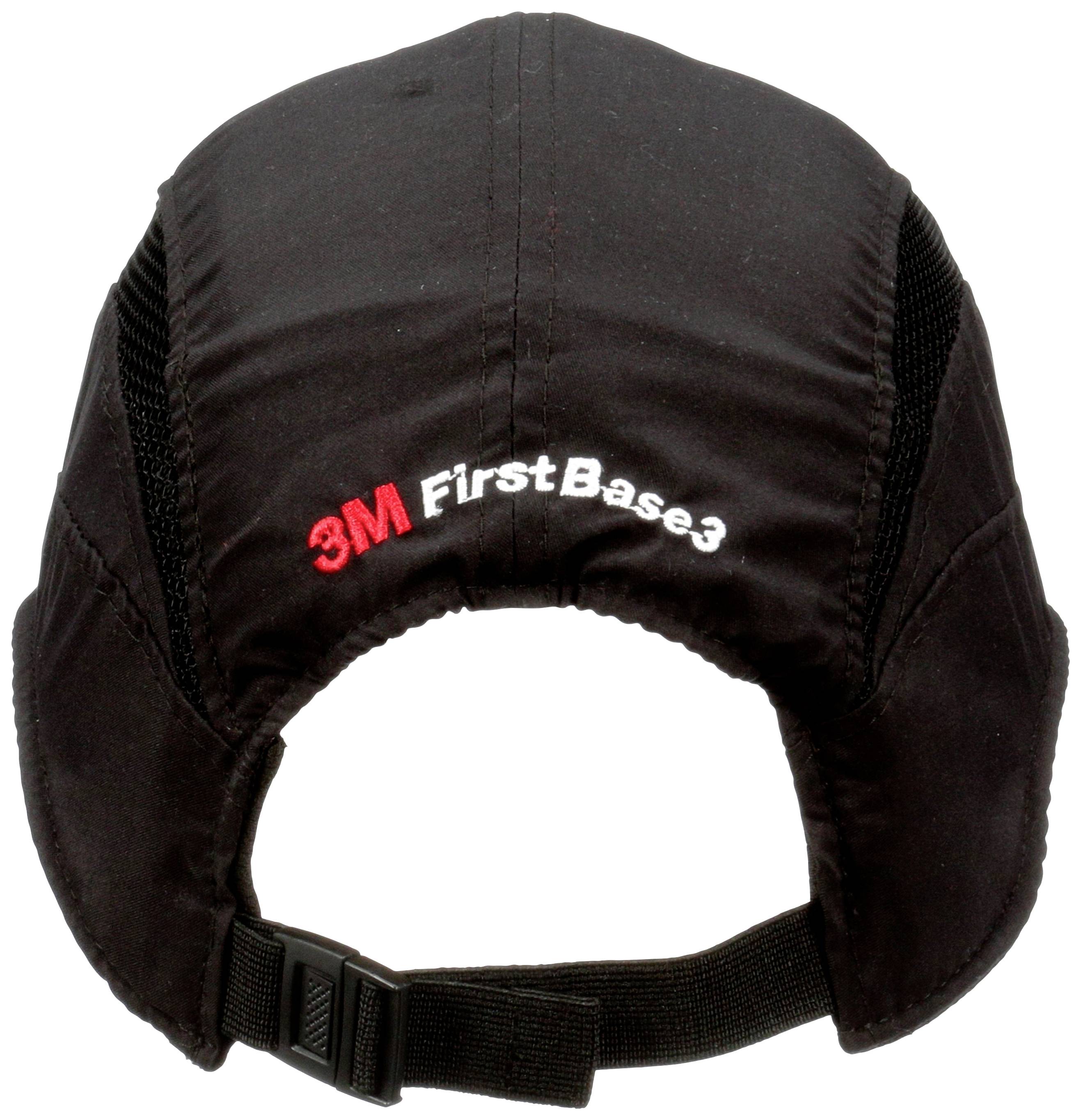 Czarna osłona ochronna z nadrukiem '3M FirstBase 3' z tyłu, z regulowanym paskiem na dole.