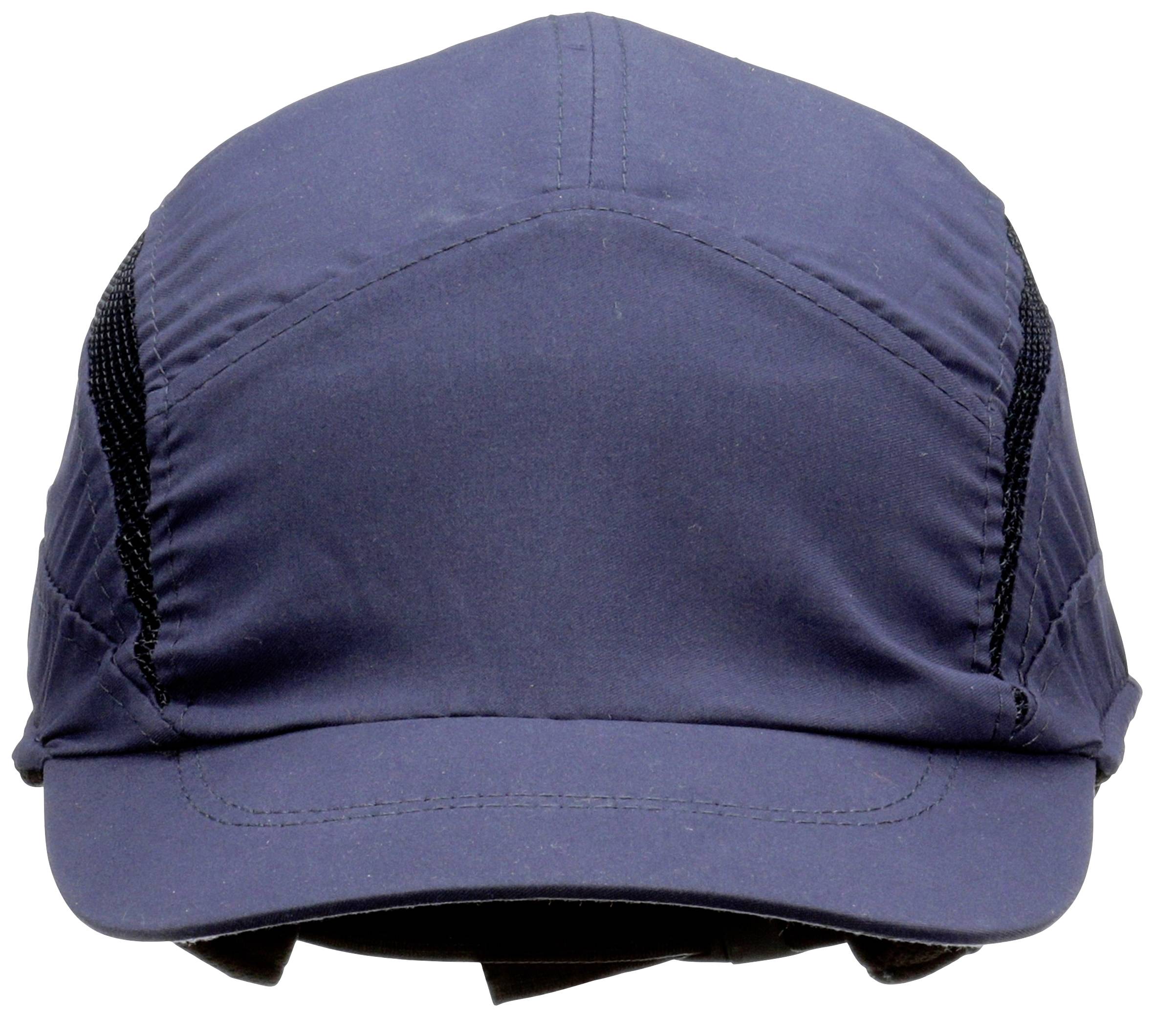 Ciemnoniebieska czapka z wygiętym daszkiem i bocznymi wentylowanymi wstawkami.