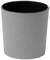 Szary, cylindryczny pojemnik o gładkiej powierzchni, otwarty od góry.