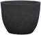 Prosty, okrągły, czarny donica wykonana z materiału kamiennego.