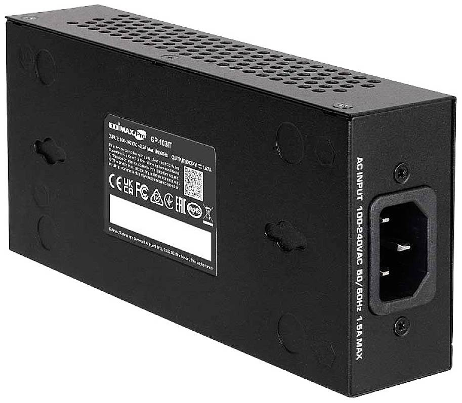 Інжектор EDIMAX GP-103IT PoE 1000 Мбіт/с IEEE802.3af (15,4 Вт), IEEE802.3at (30 Вт), IEEE 802.3bt