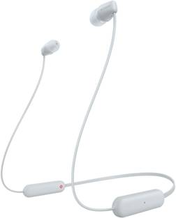 Sony WI-C100 Bluetooth Stereo Earphones Біла гарнітура, персоналізація звуку, регулювання гучності, шийний ремінь, захист від поту