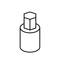 Prosta ikona liniowa przedstawiająca buteleczkę lakieru do paznokci z sześciokątną nakrętką na cylindrycznym pojemniku.