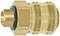 Mosiężny szybkozłączny wtyk z gwintem zewnętrznym i uszczelnieniem, odpowiedni do podłączania węży w systemach wodnych lub pneumatycznych.