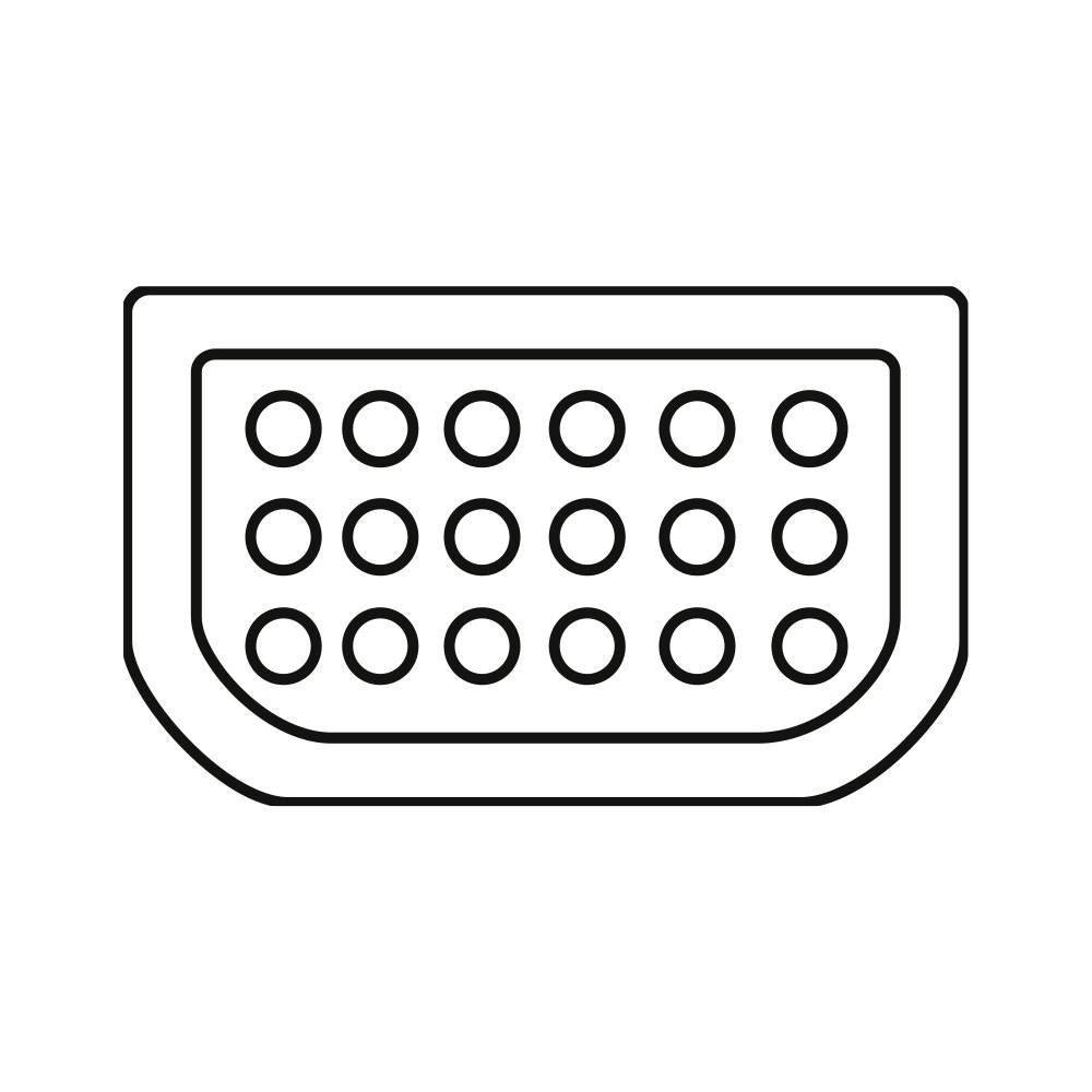 Liniowe odwzorowanie złącza VGA stosowanego do wyjść wideo w komputerach.