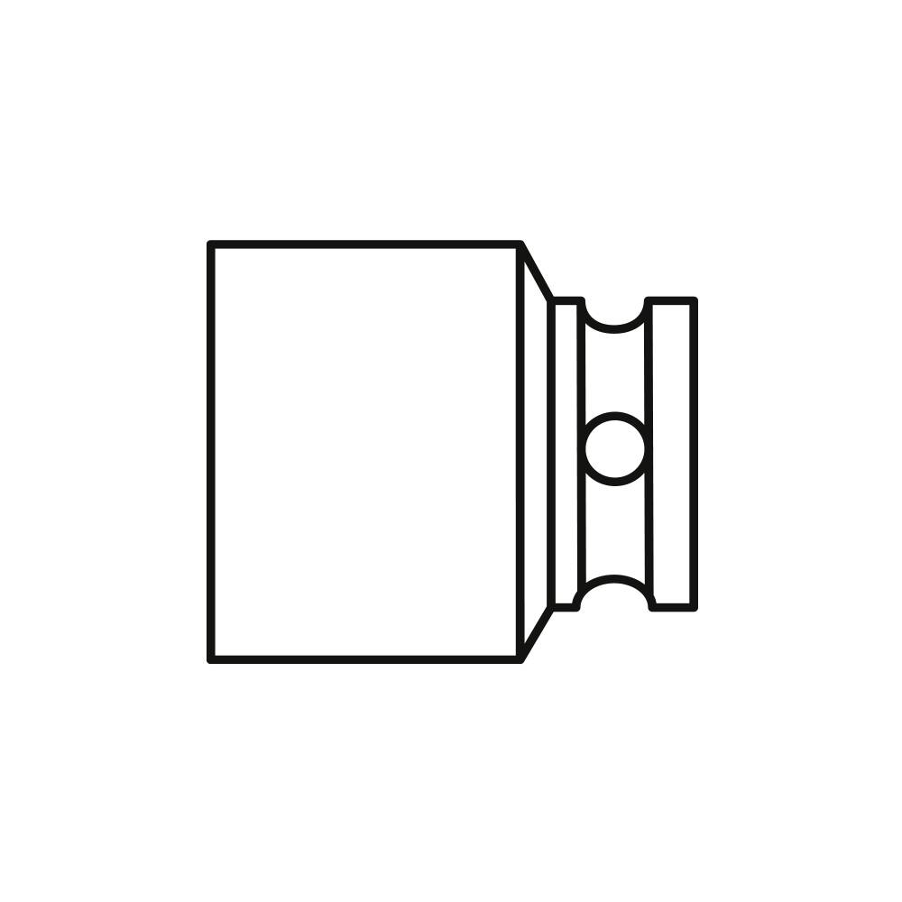 Ikona 'Strzała w łuku', czarna na białym tle, przedstawiająca kwadratową formę z motywem łuku i centralnym kołem.