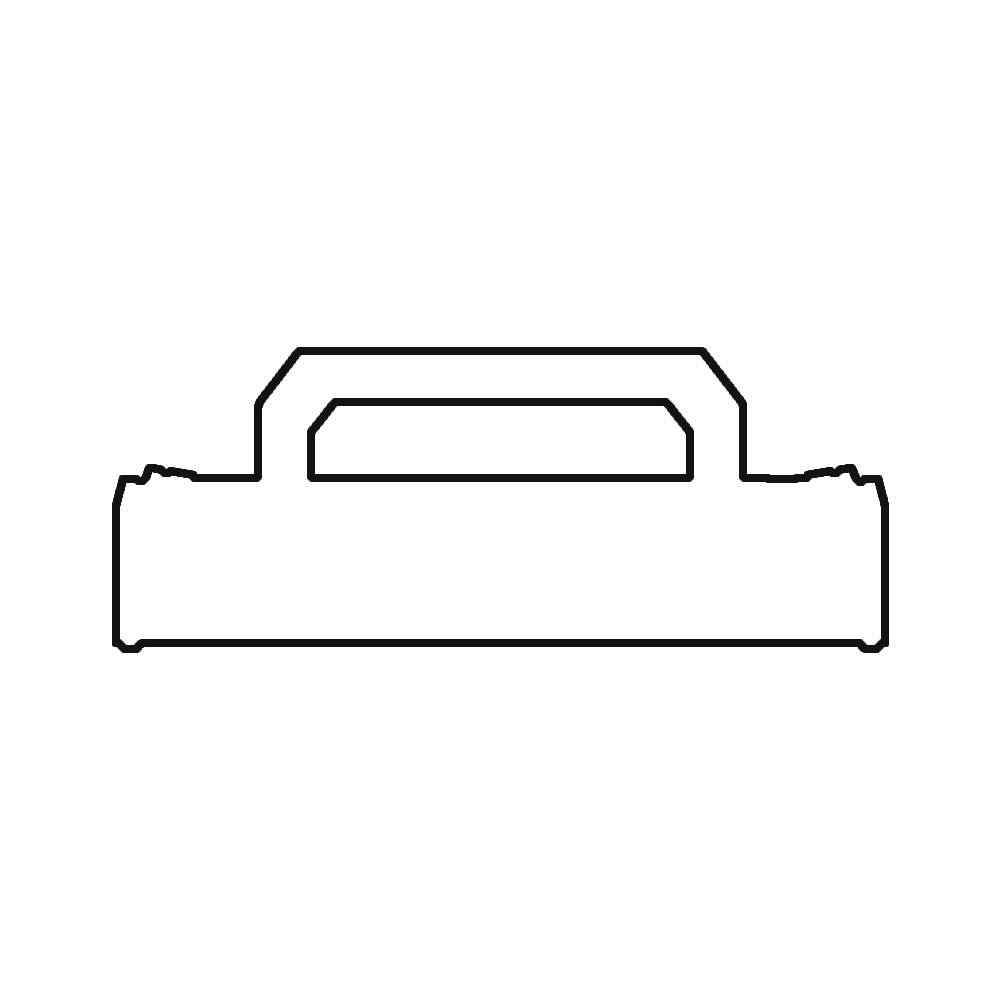 Prosty symbol teczki z uchwytem, przedstawiony w minimalistycznym stylu linii.