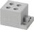Szary, prostokątny blok złącza z czterema otworami do wprowadzania przewodów w obwodzie elektrycznym.
