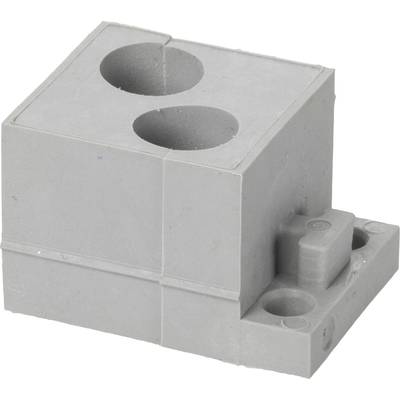 Szary klocek LEGO z dwoma okrągłymi otworami i mniejszym prostokątnym złączem.