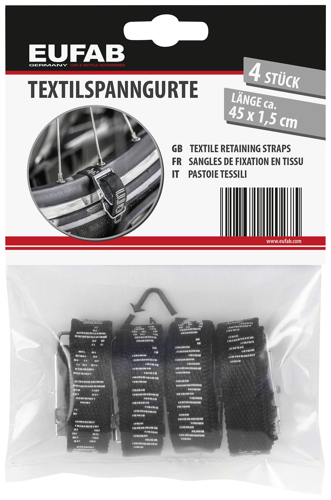 Кріплення для велосипеда з пружинним тросом Eufab, 4 шт.