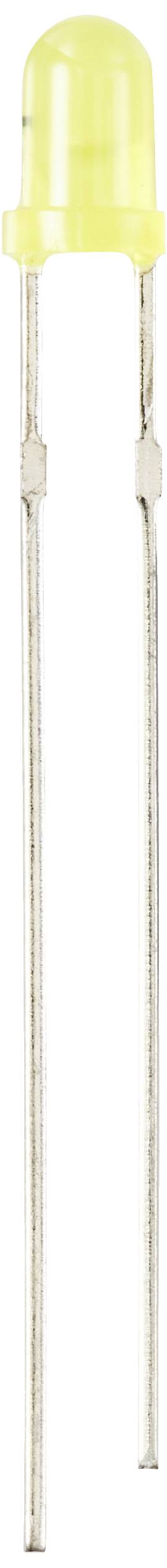 Żółta dioda LED z dwoma długimi przewodami przyłączeniowymi.