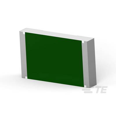 Prostokątny, zielony element elektroniczny z srebrnymi końcówkami, przypominający rezystor lub kondensator, na białym tle.