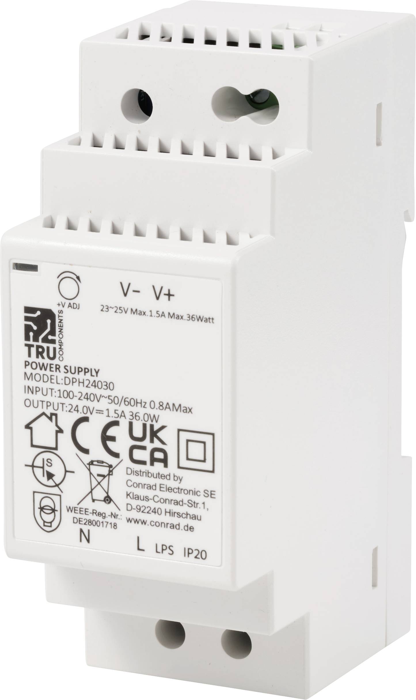 Блок живлення для DIN-рейки TRU COMPONENTS TC-10580812 24 В/DC 1,5 A 36 Вт Кількість виходів: 1 x Вміст 1 шт.