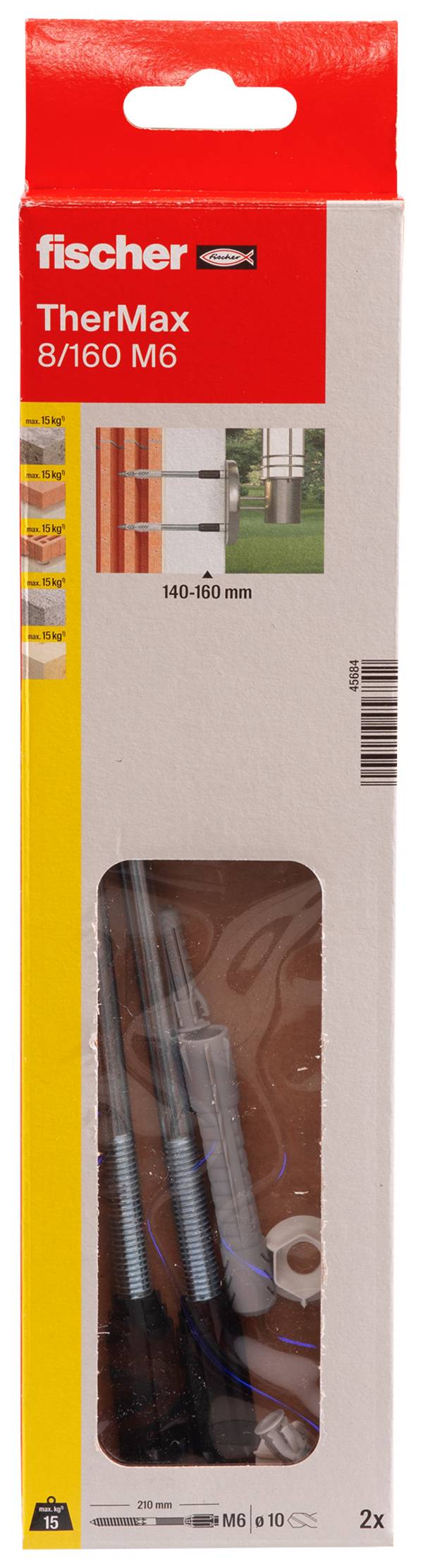 Fischer 045684 TherMax System mocowania z odstępem 220 mm 18 mm 2 szt.