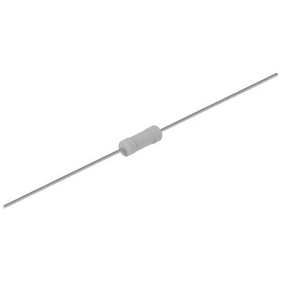 Osiowy element elektroniczny, prawdopodobnie rezystor, o cylindrycznym kształcie i długich wyprowadzeniach po obu stronach.