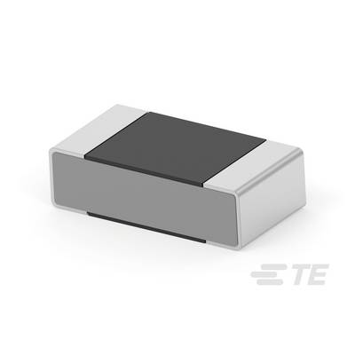 Mały, prostokątny, elektroniczny element o czarnej górnej powierzchni i metalicznych bokach, wzorowany na designie TE.