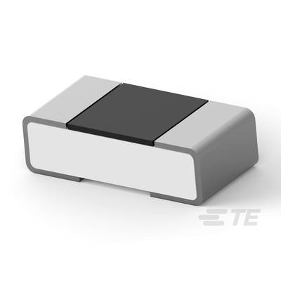 Prostokątny, dwukolorowy rezystor w kolorach czarnym i szarym. Jest to element elektroniczny używany w obwodach elektrycznych.