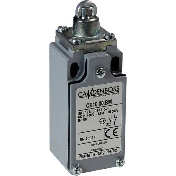 <br>  Camdenboss<br>  CE10.00.BM<br>  <br>  Wyłącznik krańcowy<br>  500 V<br>  240 A<br>  Kontakt wiosenny<br>  <br>  IP66<br>  1 szt.<br>