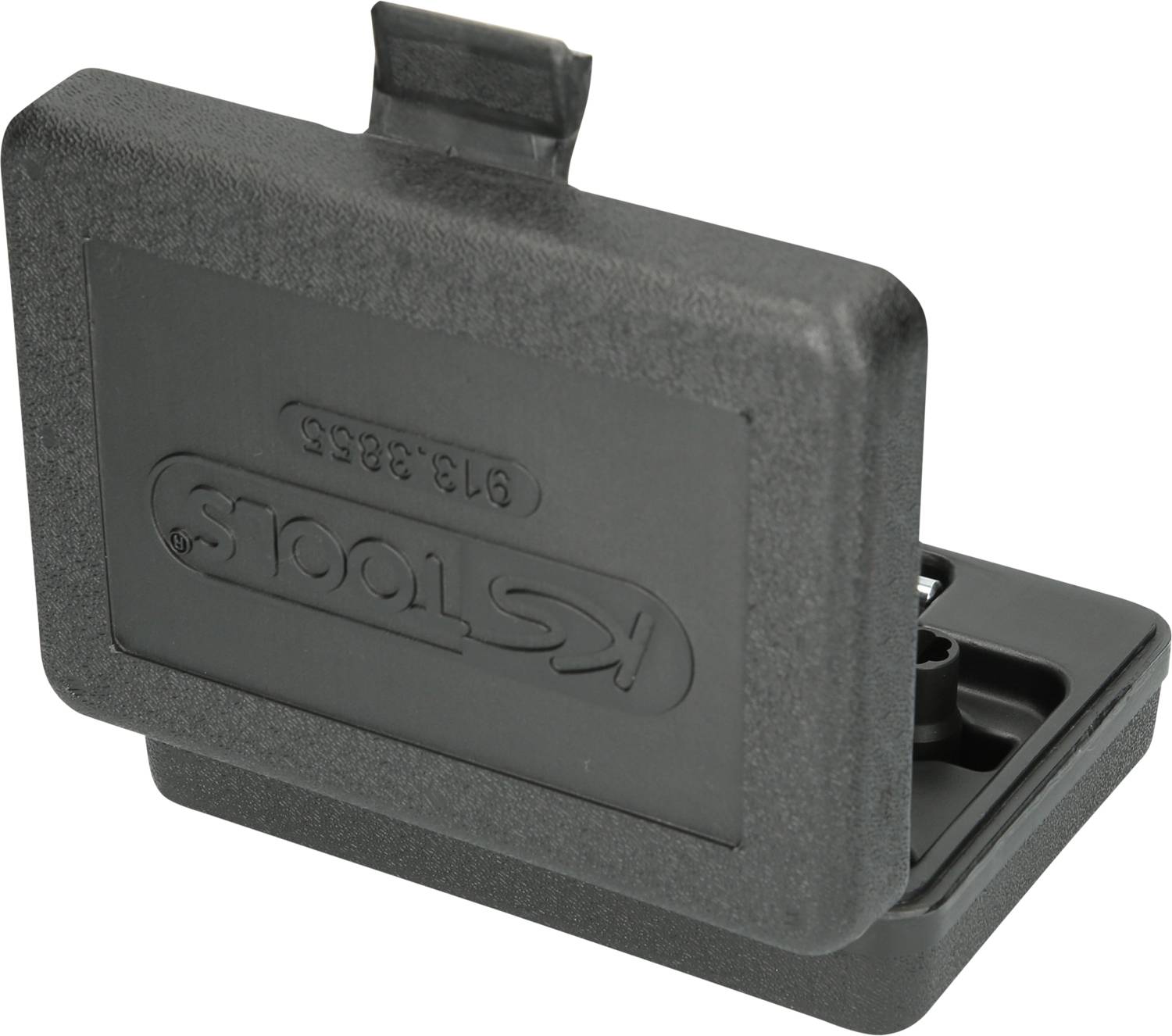 Czarny plastikowy osłona z napisem 'KTools'. Chroni element elektroniczny przed kurzem i uszkodzeniami.