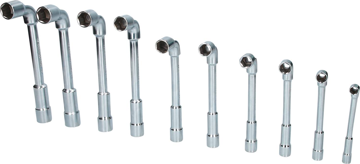 Seria dziewięciu srebrnych nitów w różnych rozmiarach, wszystkie z wygiętymi główkami, ułożone od największego do najmniejszego.