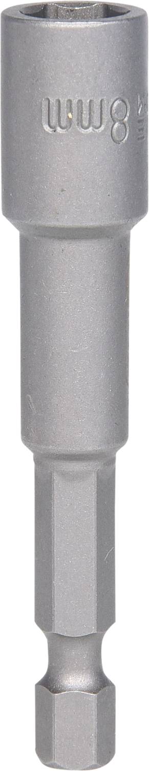 Srebrny klucz nasadowy z napisem '8 mm' na boku, używany do prac ślusarskich.