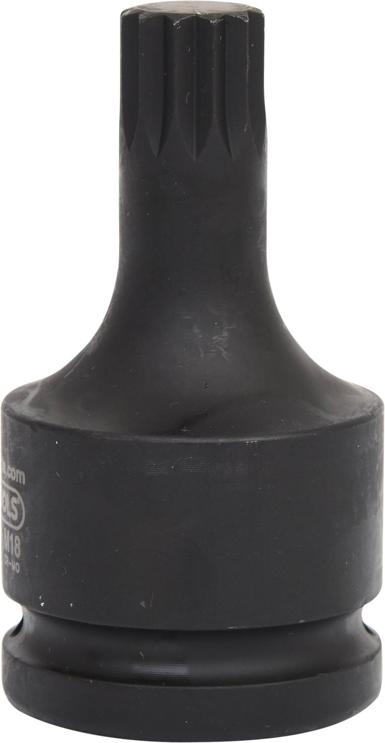 Czarny klucz nasadowy z profilem sześciokątnym wewnętrznym, odpowiedni do użycia ze śrubami i nakrętkami.