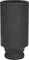 Czarny uchwyt nasadowy z metalu, cylindryczny z sześciokątnym profilem wewnętrznym, stosowany głównie do prac mechanicznych.