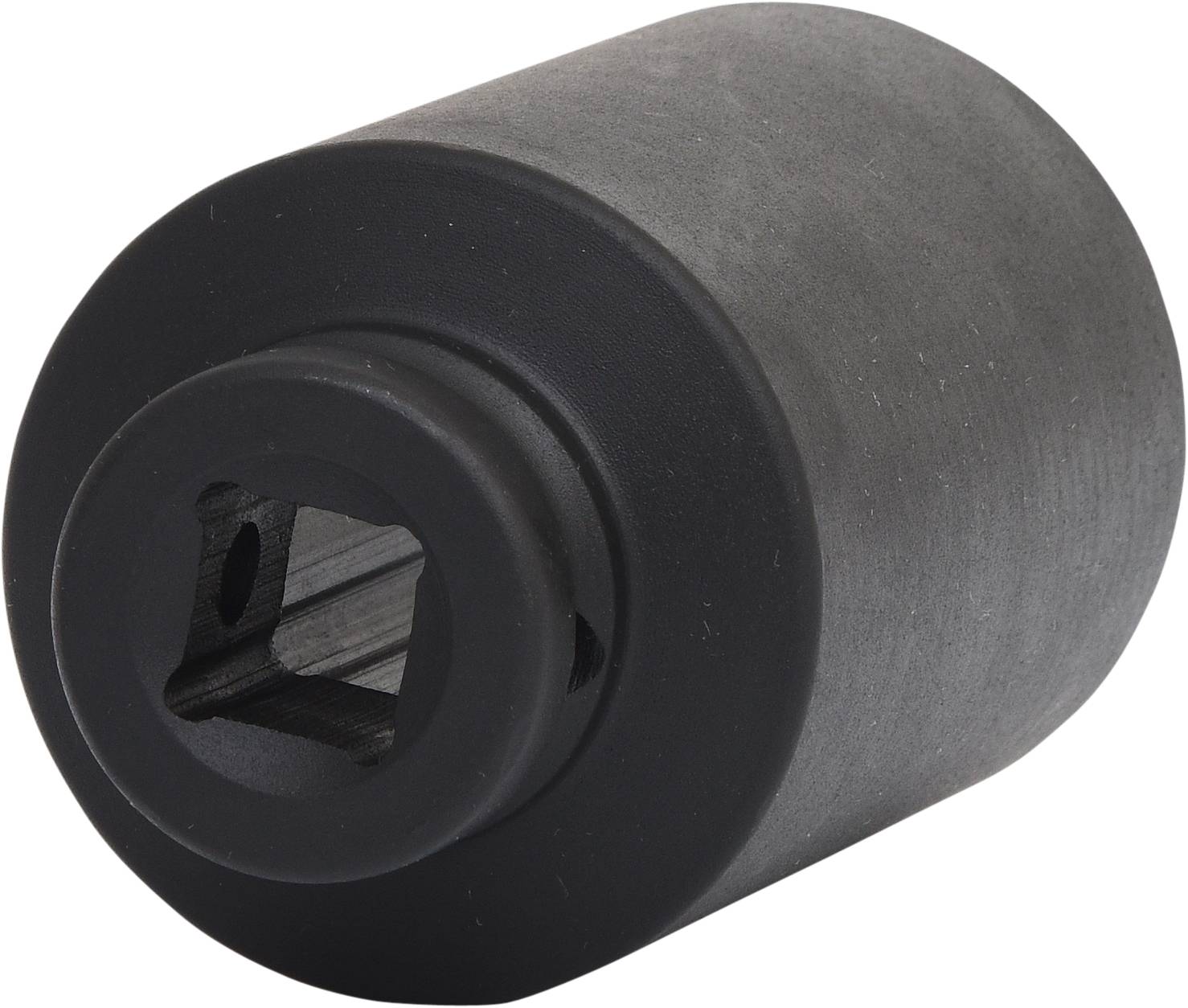 Pokazuje cylindryczną, czarną nakrętkę metalową z sześciokątnym otworem do zamocowania na grzechotce lub kluczu dynamometrycznym.