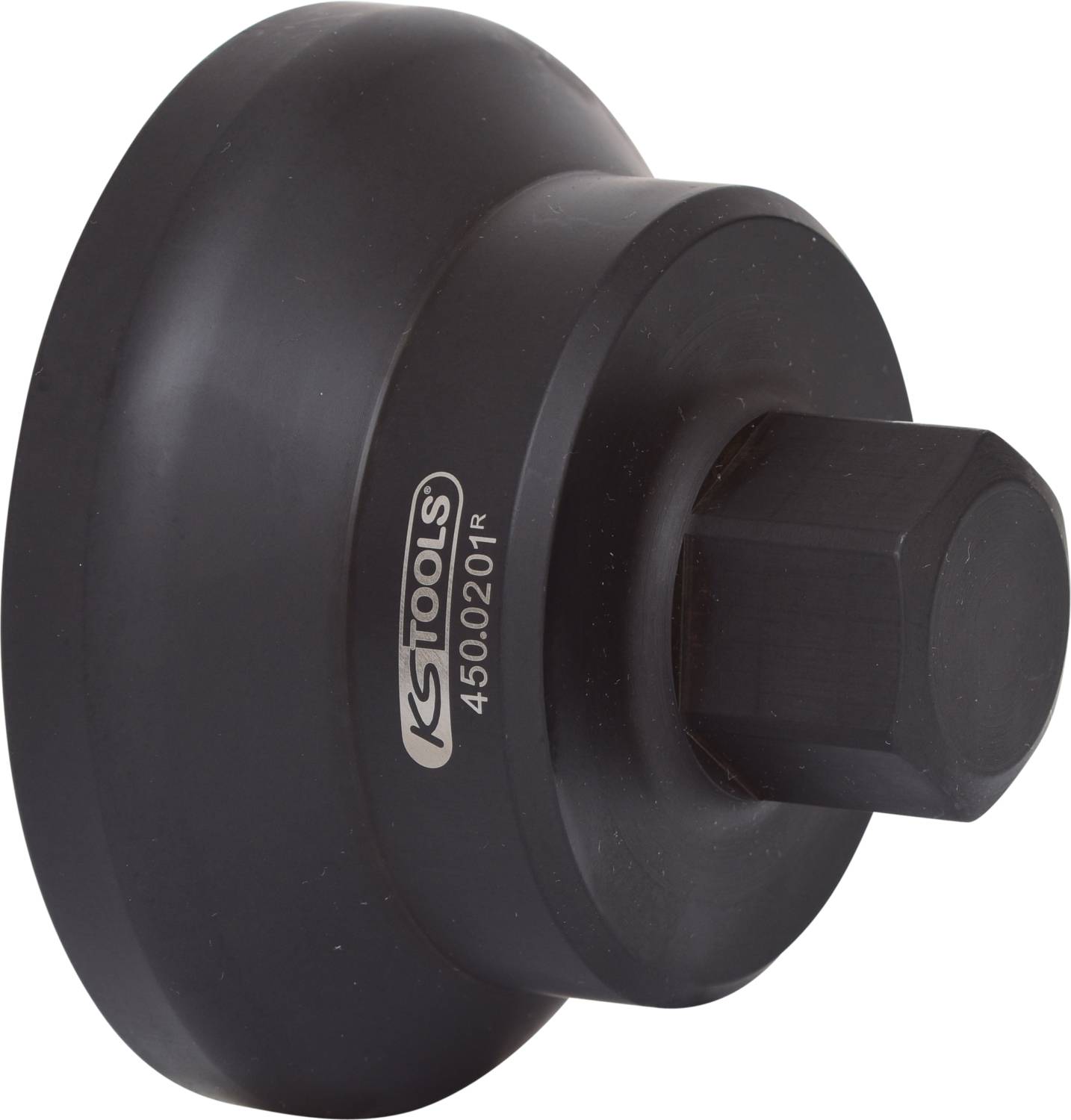 Klucz do filtra oleju KS Tools 450.0201R z czarnego metalu do konserwacji, sześciokątny z gładkimi bokami, odpowiedni do napraw samochodowych.