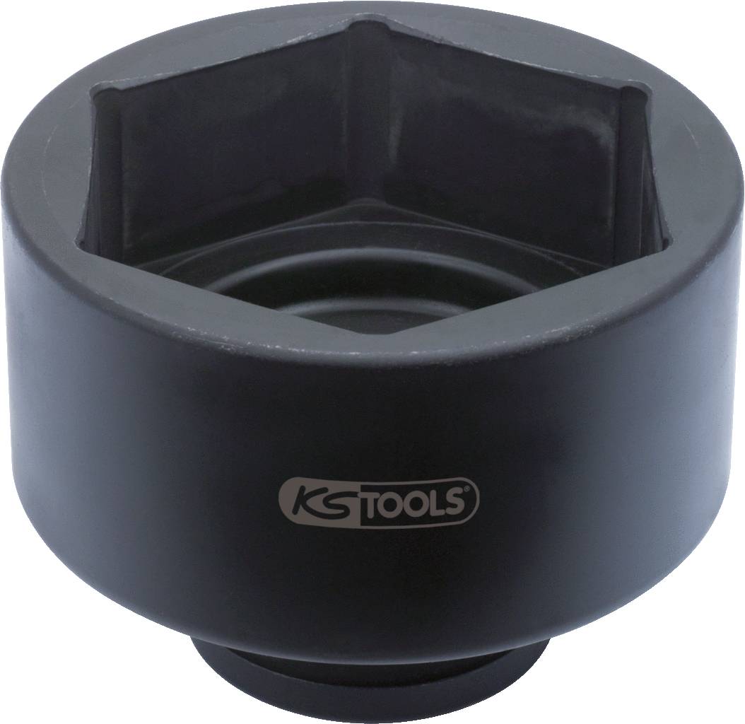 Czarny klucz do filtrów oleju firmy KS Tools, o sześciokątnym kształcie wewnętrznym, przeznaczony do montażu i demontażu filtrów oleju.