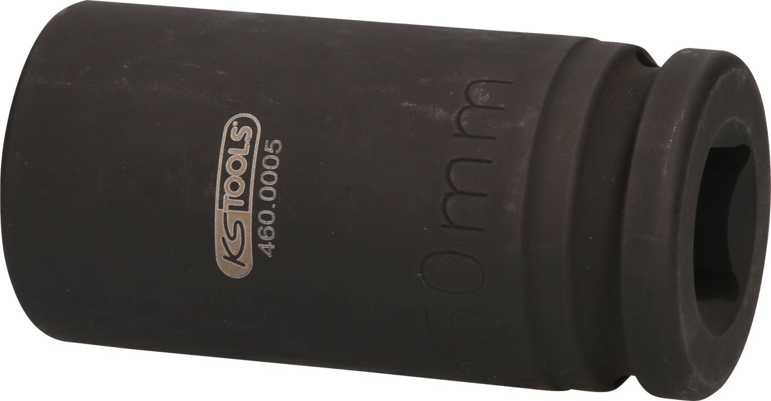 Czarny nasadowy klucz udarowy z napisem 'KS Tools' i '50 mm', używany do dokręcania lub odkręcania nakrętek i śrub.