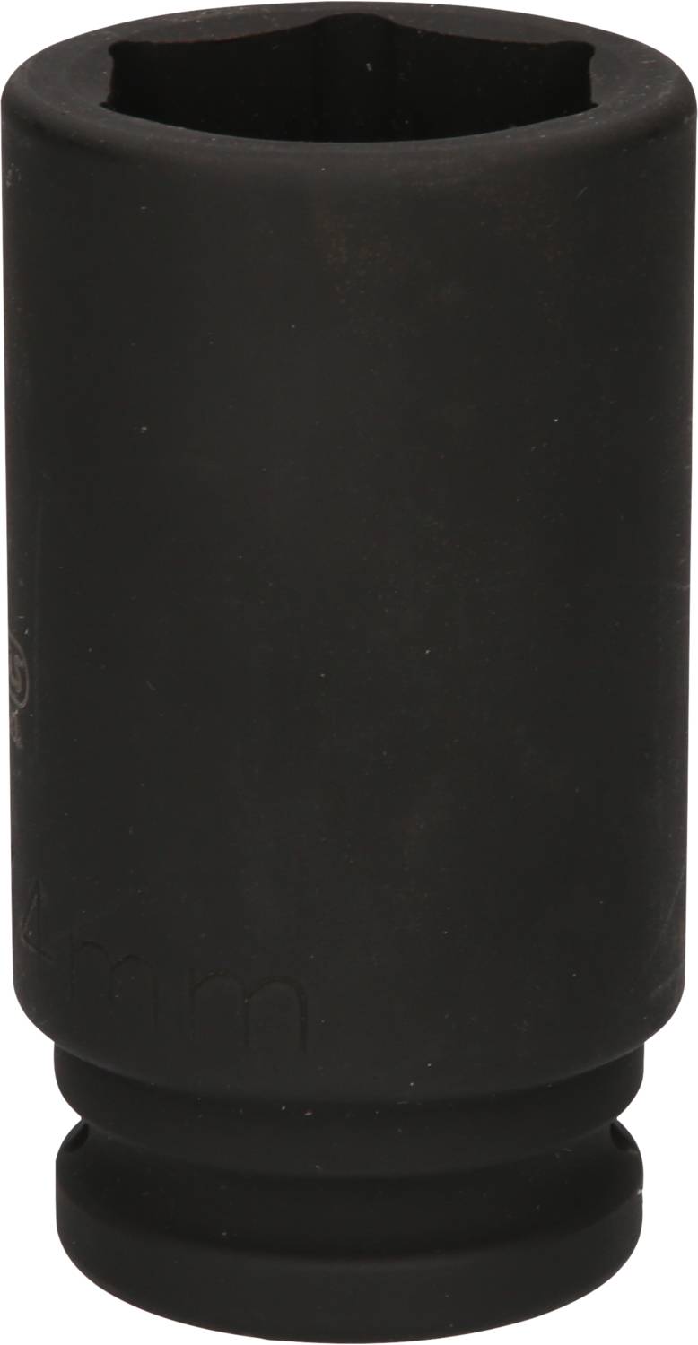 Czarny klucz nasadowy z metalu o kształcie cylindrycznym, z otwartym gniazdem sześciokątnym u góry, przeznaczony do ciężkich prac śrubowych.