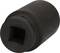 Czarny, cylindryczny adapter z kwadratowym otworem, prawdopodobnie końcówka narzędziowa służąca do łączenia elementów.