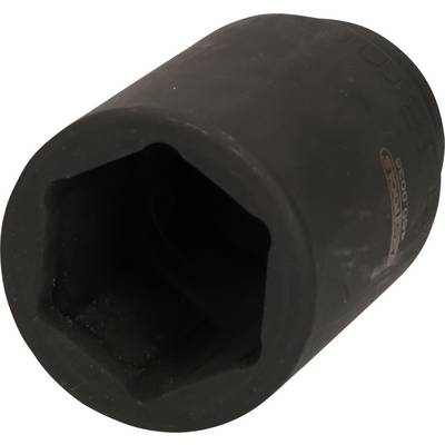 Czarny sześciokątny klucz nasadowy z metalu, o kształcie cylindrycznym. Używany do prac mechanicznych, pasujący na śruby lub nakrętki.