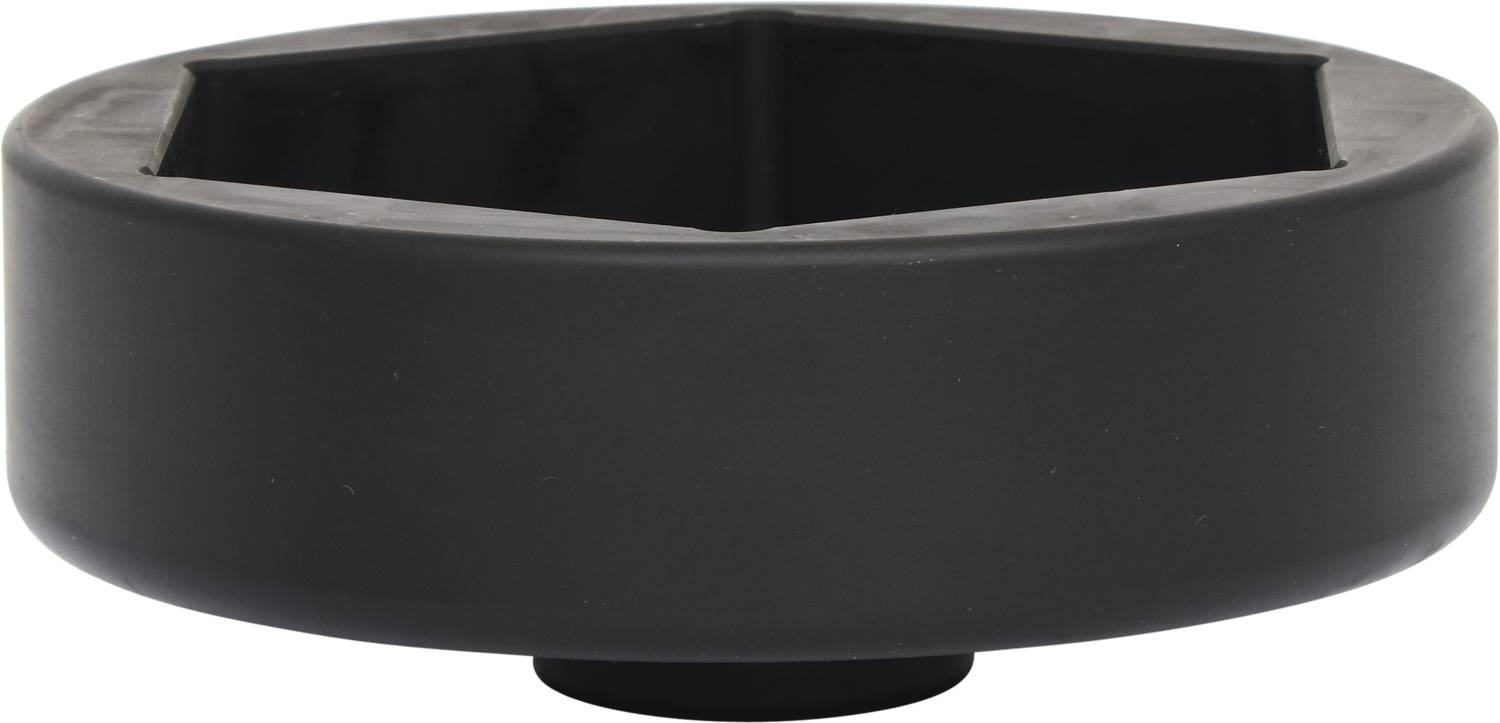 Czarny, sześciokątny nasadowy klucz nasadzany, używany do montażu lub demontażu sześciokątnych nakrętek lub śrub.